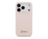 Guess Silicone Script Metal Logo MagSafe do iPhone 17 Pro różowy - 1365586 - zdjęcie 2